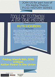 "Tools of Testimony" a live oral history with Holocaust Survivor Ruth Hohberg