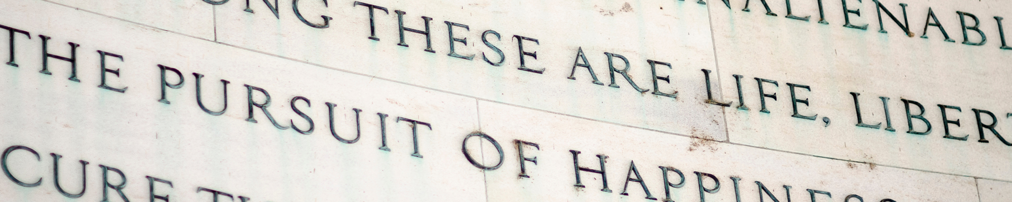 Inscription in the Jefferson Memorial of inalienable rights from the US Declaration of Independence