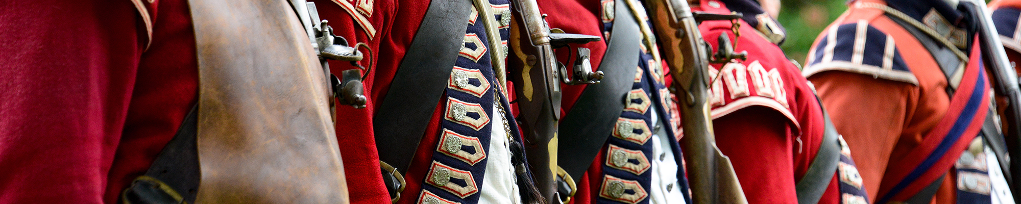 uniforms upclose from reenactment of American Revolution